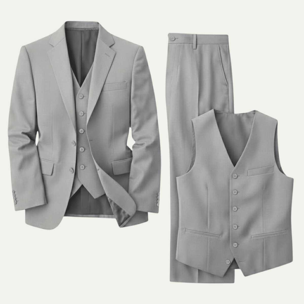 Men's Linen Suit Set - Slim Fit Three - Piece Front Closure - Hudson Harper - Men Suit