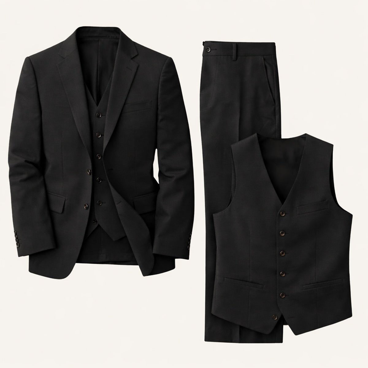 Men's Linen Three - Piece Suit - Tailored Fit Jacket Waistcoat & Trousers - Hudson Harper - Men Suit