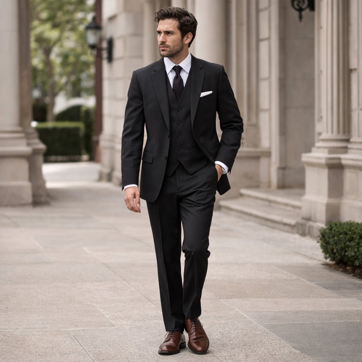 Men's Linen Three - Piece Suit - Tailored Fit Jacket Waistcoat & Trousers - Hudson Harper - Men Suit