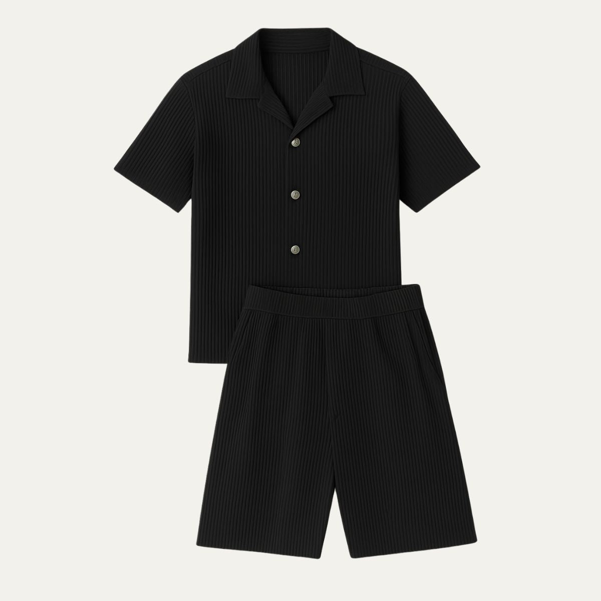 Men's Linen Two - Piece Set - Relaxed Fit Short Sleeve Open Collar & Trousers - Hudson Harper - Men Set