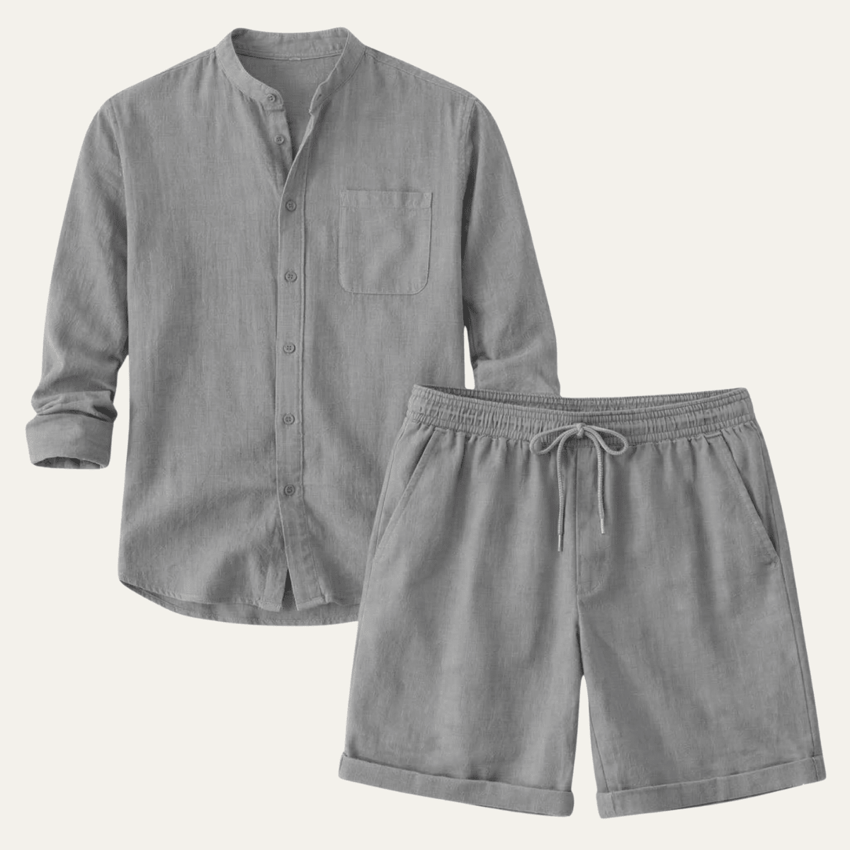 Men's Linen Two - Piece Set - Relaxed Fit Short Sleeve Shirt & Shorts - Hudson Harper - Men Set
