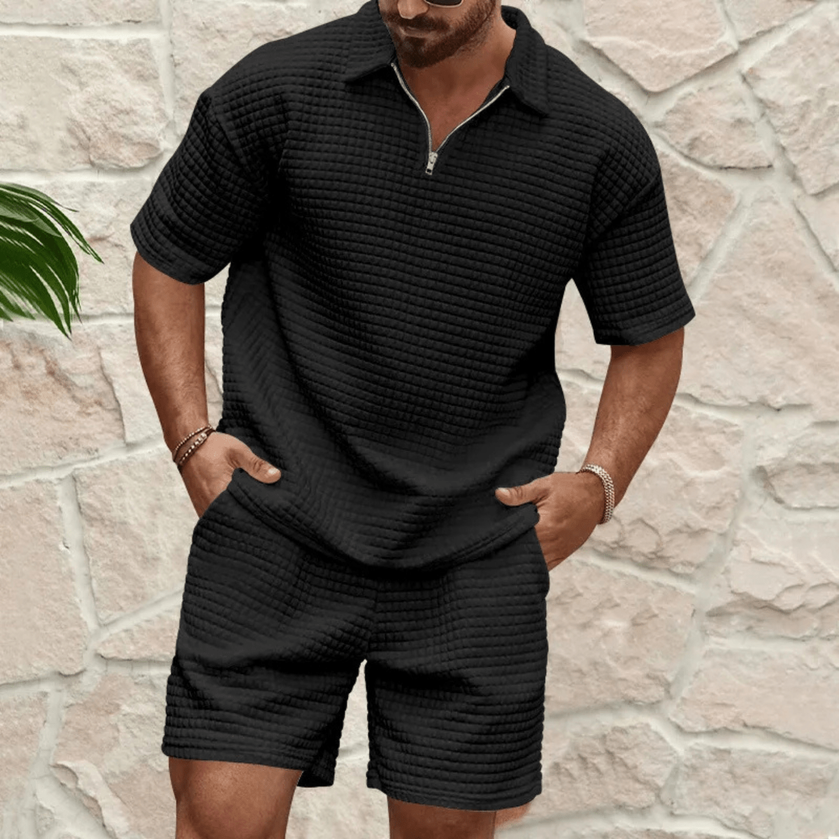 Men's Polo Set — Short Sleeve Relaxed Fit Matching Shorts - Hudson Harper - Men Set