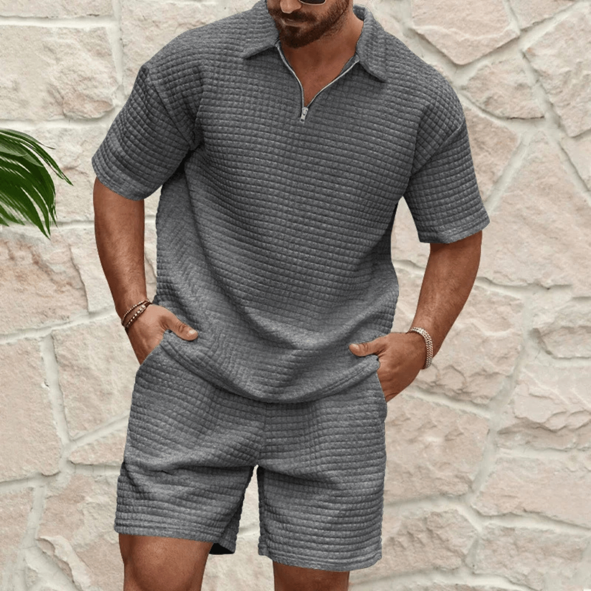 Men's Polo Set — Short Sleeve Relaxed Fit Matching Shorts - Hudson Harper - Men Set
