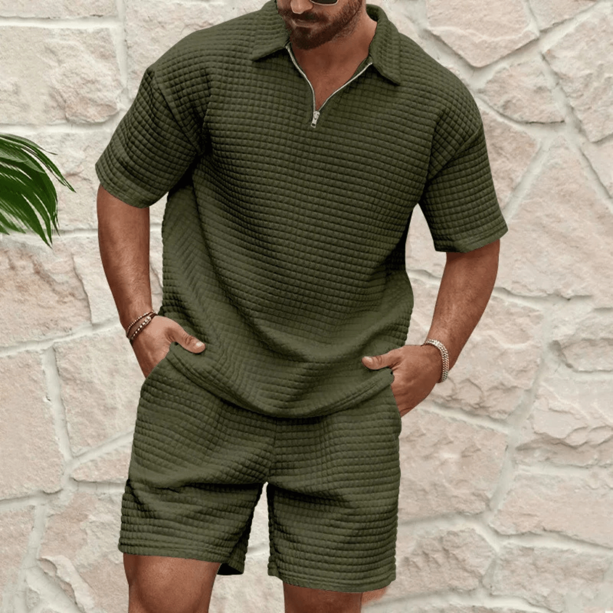 Men's Polo Set — Short Sleeve Relaxed Fit Matching Shorts - Hudson Harper - Men Set