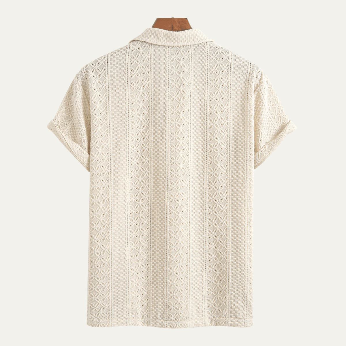 Men's Polo Shirt — Jacquard Knit Short Sleeve Button Placket - Hudson Harper - Men Shirt