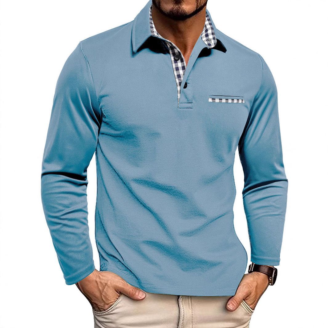 Men's Polo Shirt — Regular Fit Long Sleeve Button Placket - Hudson Harper - Men Shirt