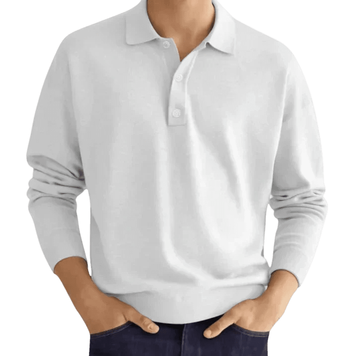 Men's Polo Shirt — Regular Fit Long Sleeve Classic Button Front - Hudson Harper - Men Shirt