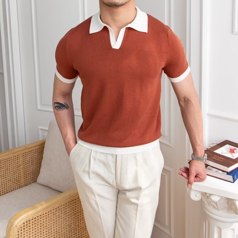 Men's Polo Shirt — Regular Fit Short Sleeve Button Placket - Hudson Harper - Men Shirt