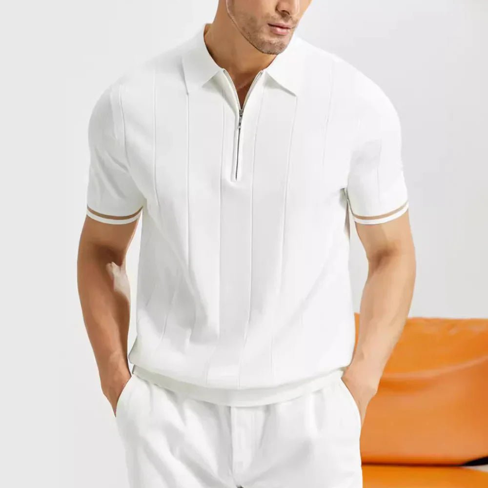 Men's Polo Shirt — Regular Fit Short Sleeve Quarter - Zip Closure - Hudson Harper - Men Shirt