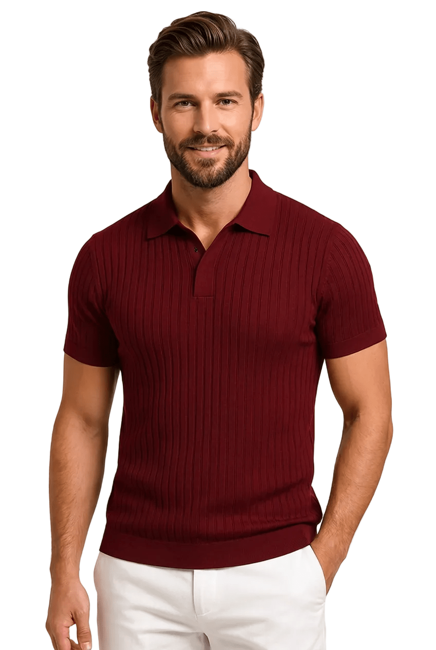 Men's Polo Shirt — Slim Fit Short Sleeve Button Placket - Hudson Harper - Men Shirt