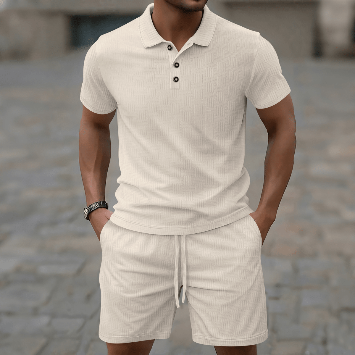 Men's Polo & Shorts Set — Short Sleeve Drawstring Two - Piece - Hudson Harper - Men Set