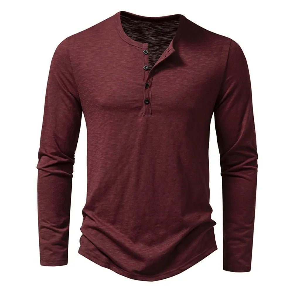 Men's Shirt — Long Sleeve Crew Neck Button Placket - Hudson Harper - Men Shirt