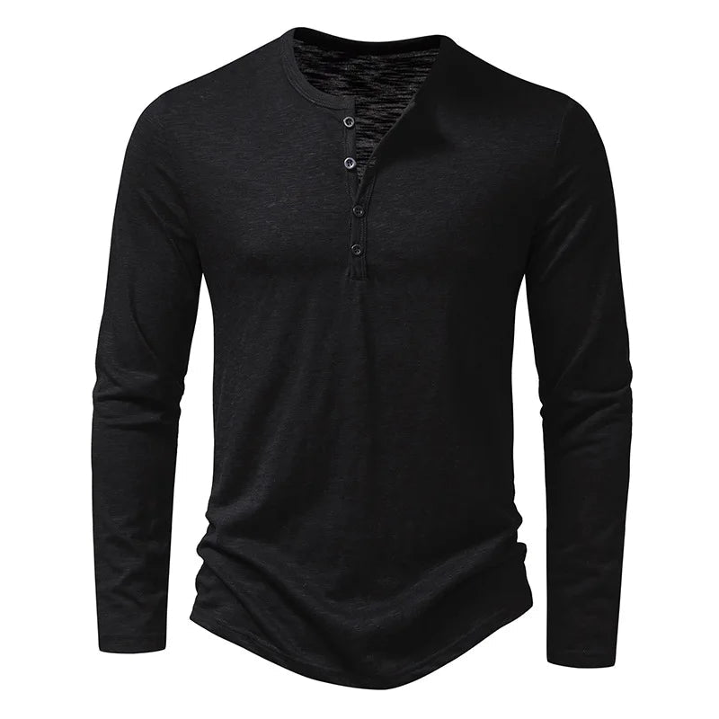 Men's Shirt — Long Sleeve Crew Neck Button Placket - Hudson Harper - Men Shirt