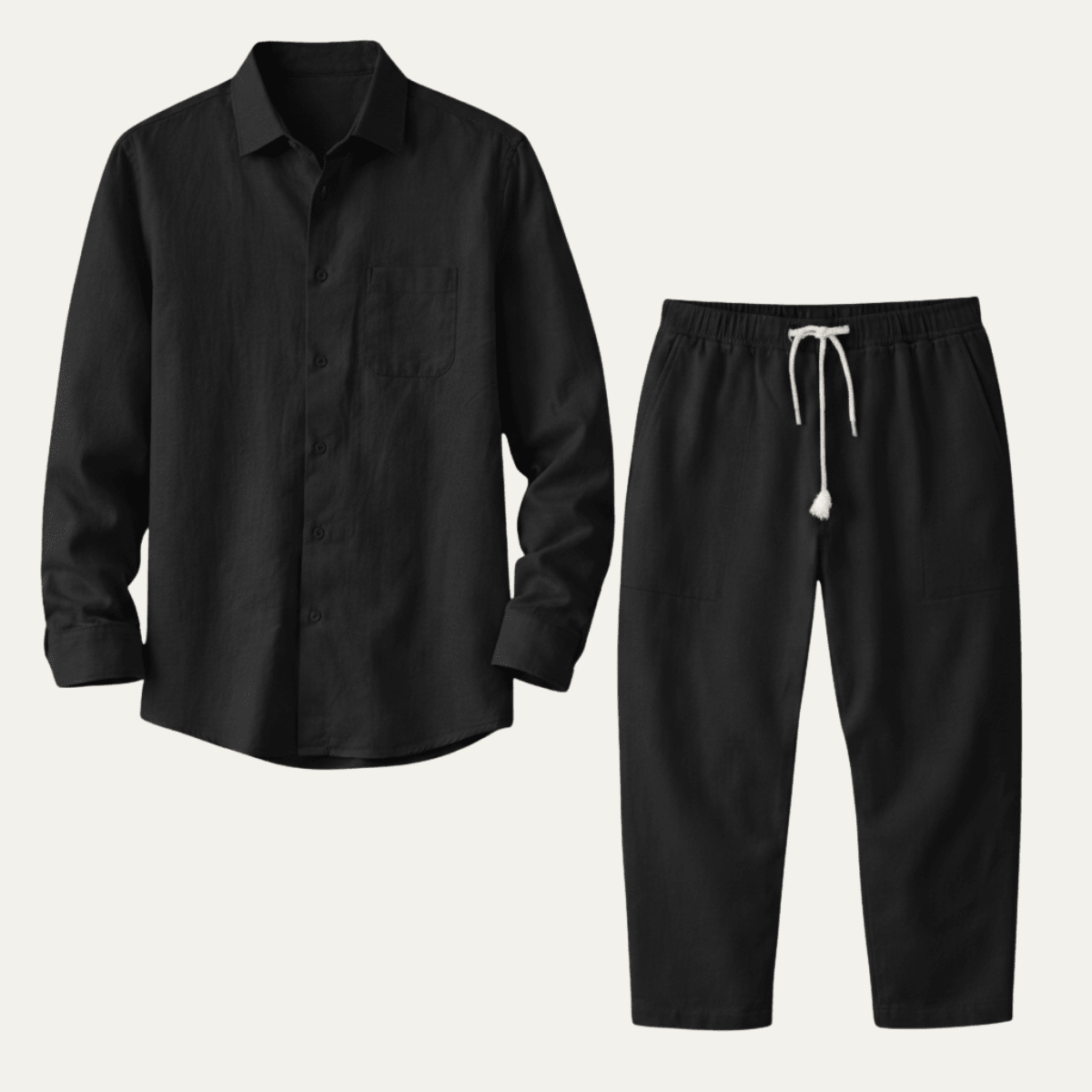 Men's Shirt & Pants Set — Long Sleeve Relaxed Fit Matching Design - Hudson Harper - Men Set