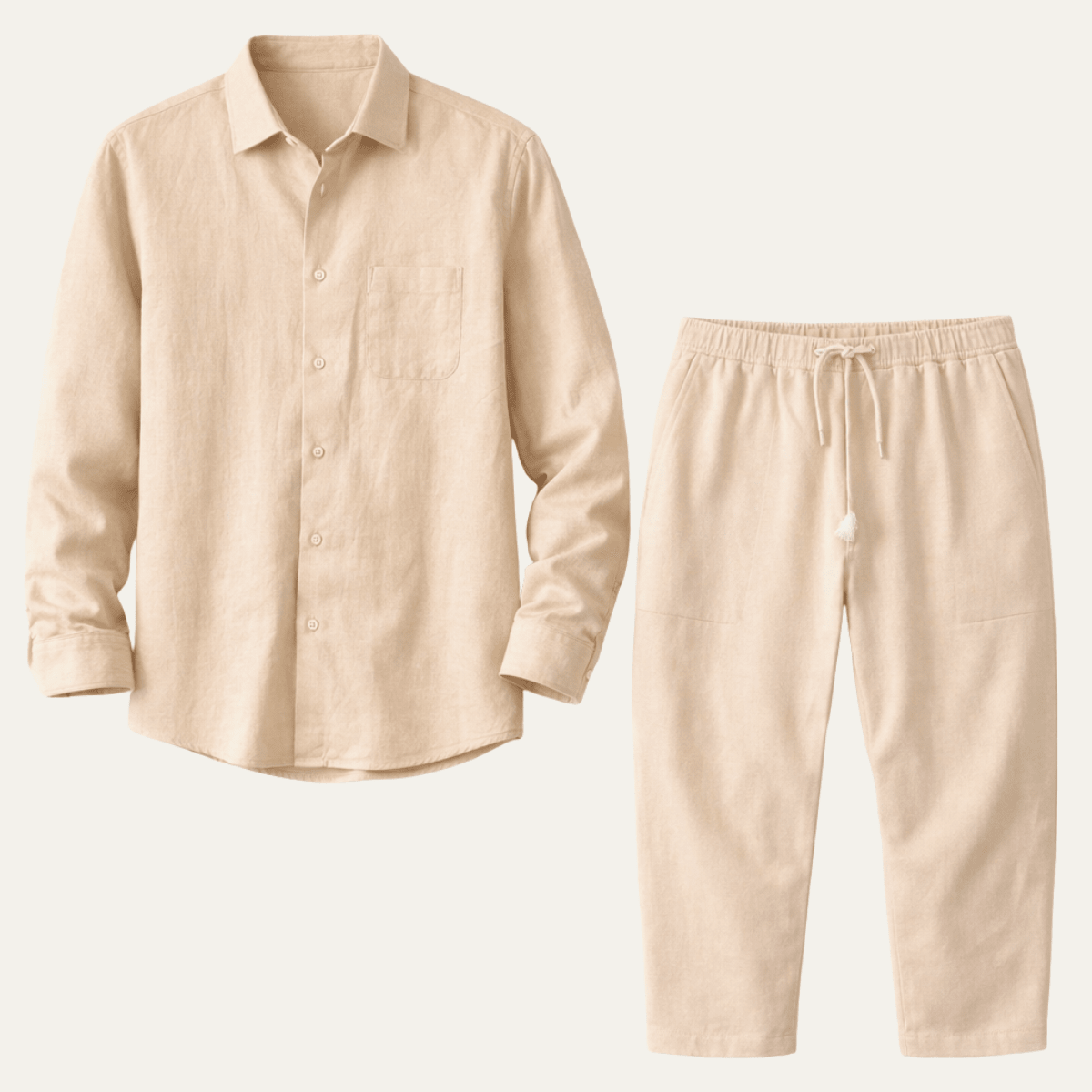 Men's Shirt & Pants Set — Long Sleeve Relaxed Fit Matching Design - Hudson Harper - Men Set