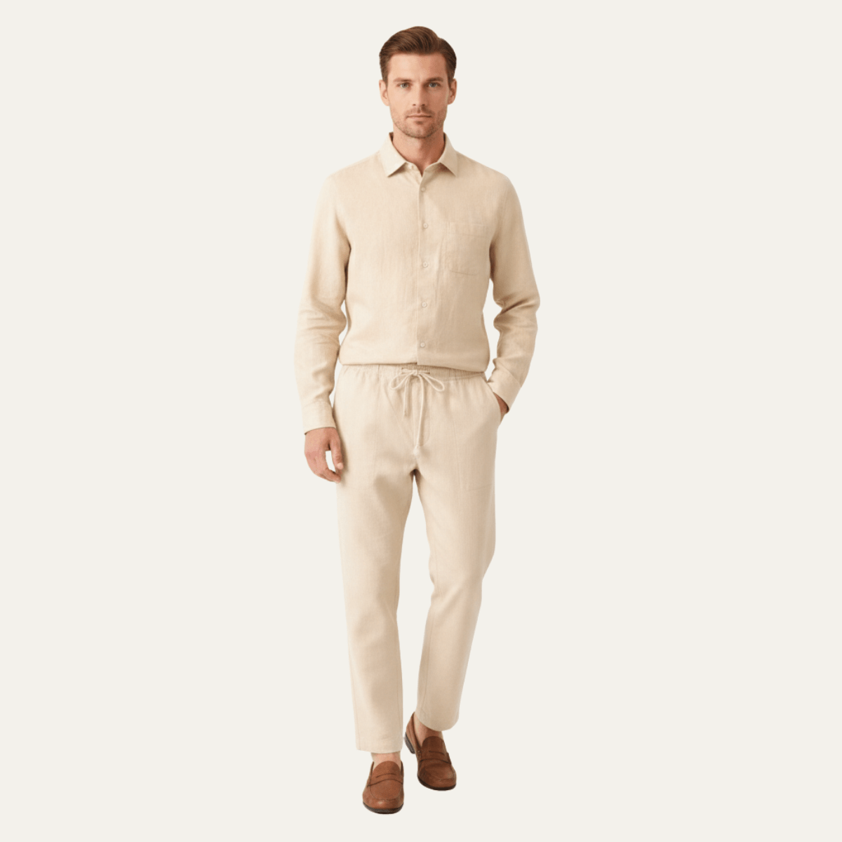 Men's Shirt & Pants Set — Long Sleeve Relaxed Fit Matching Design - Hudson Harper - Men Set