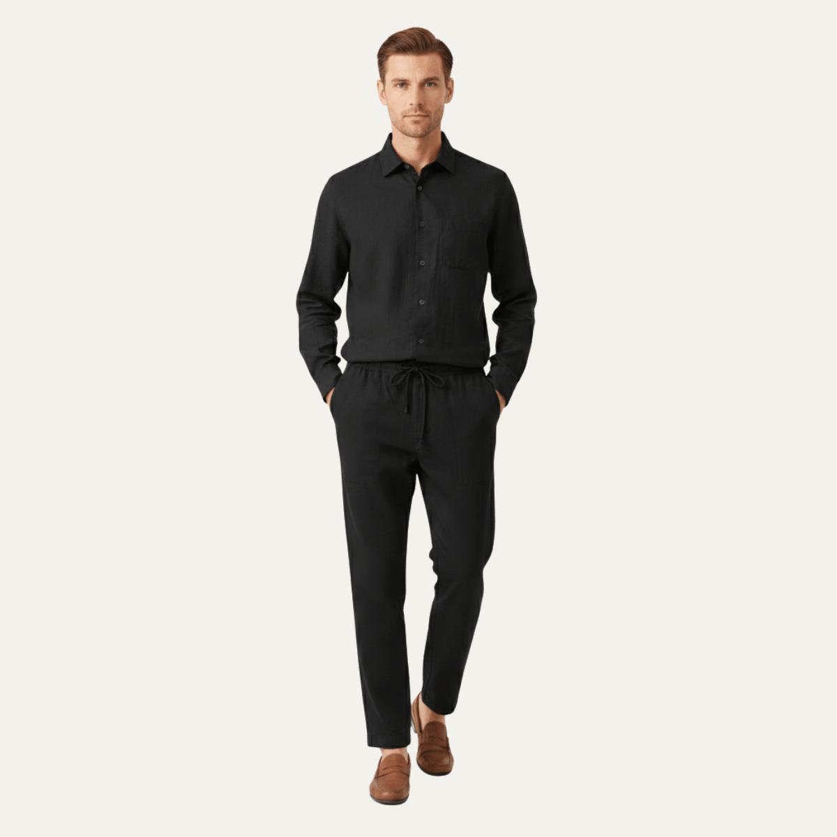 Men's Shirt & Pants Set — Long Sleeve Relaxed Fit Matching Design - Hudson Harper - Men Set
