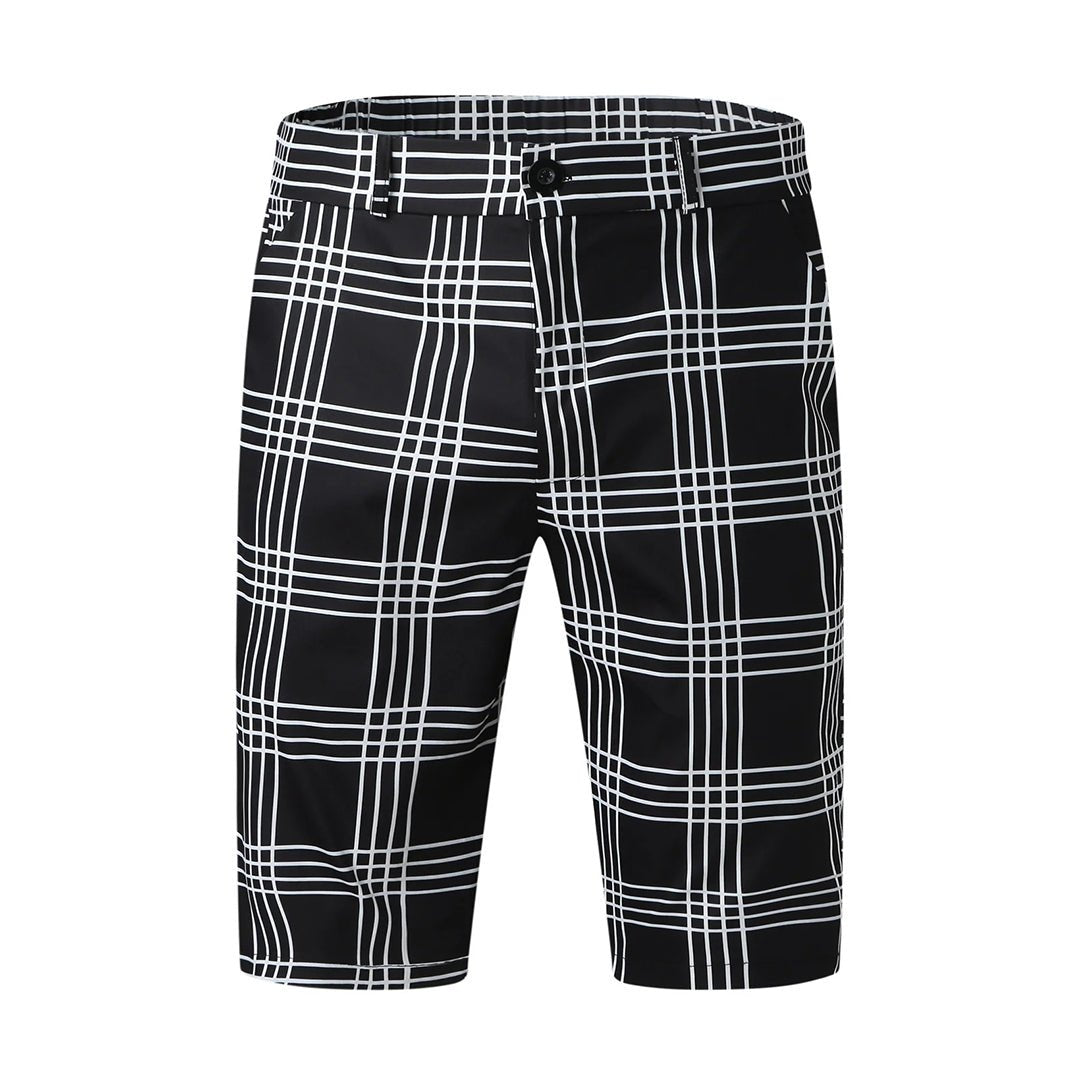 Men's Shorts — Slim Fit Modern Length Plaid Pattern Design - Hudson Harper - Men Short