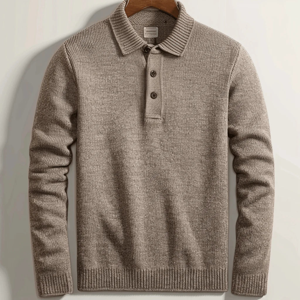 Polo Knit Sweater Men Long Sleeve Casual Pullover - Hudson Harper - Men Sweaters