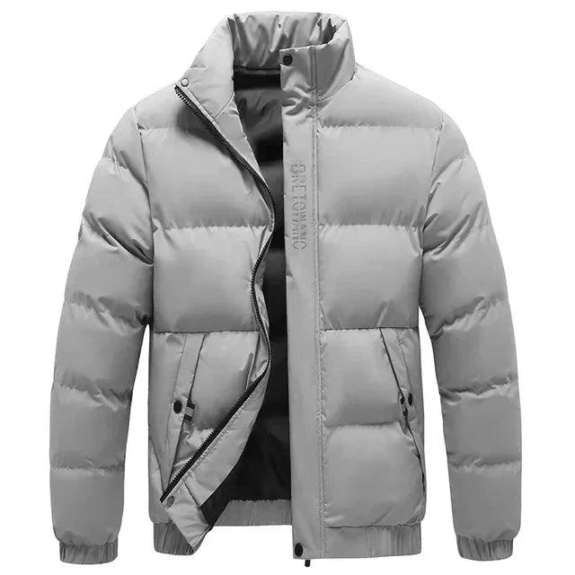 Puffer Jacket Men Stand Collar Wind Resistant Insulated Snap - Hudson Harper - Men Jacket