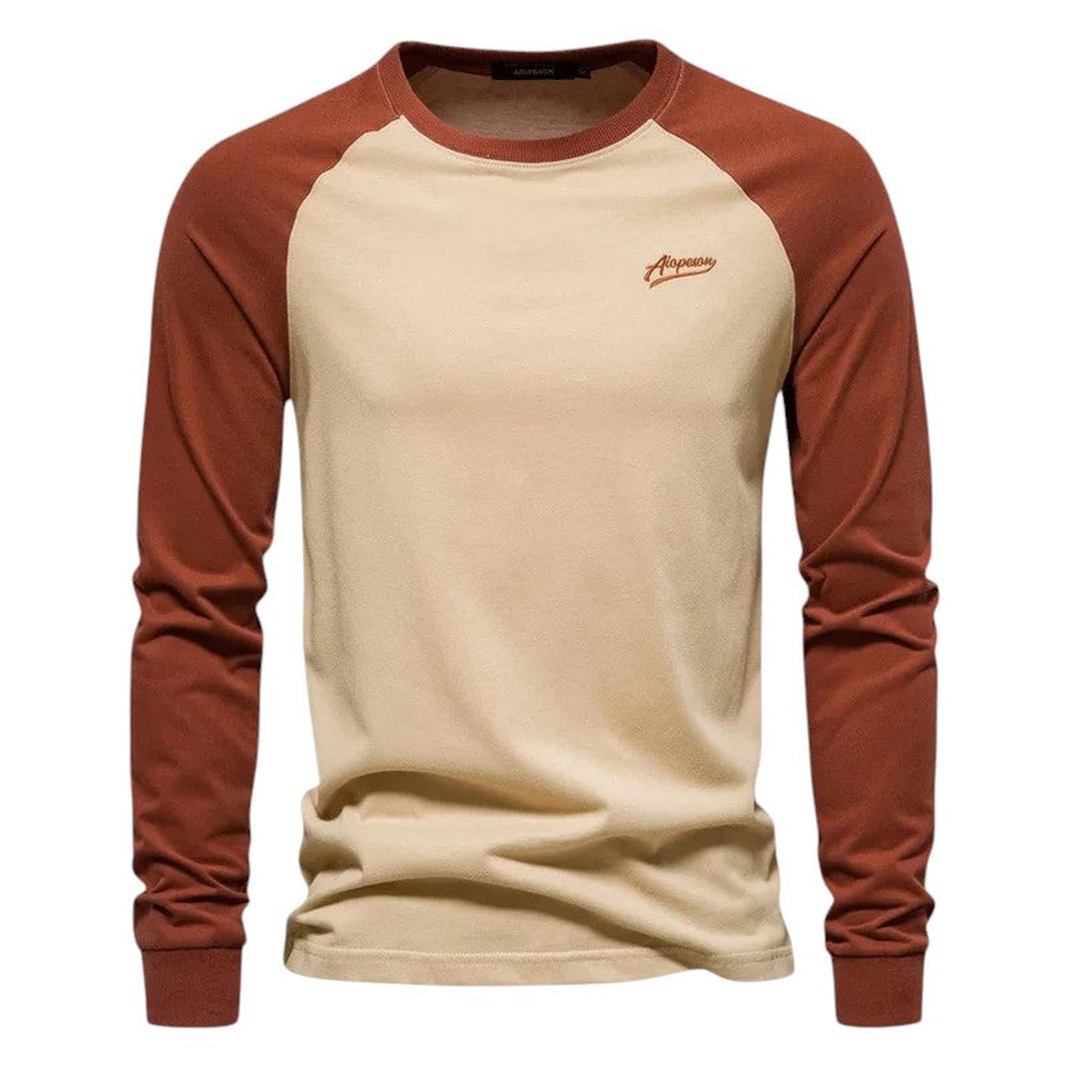 Raglan Shirt Men Long Sleeve Crew Neck Regular Fit Casual Sportswear - Hudson Harper - Tops