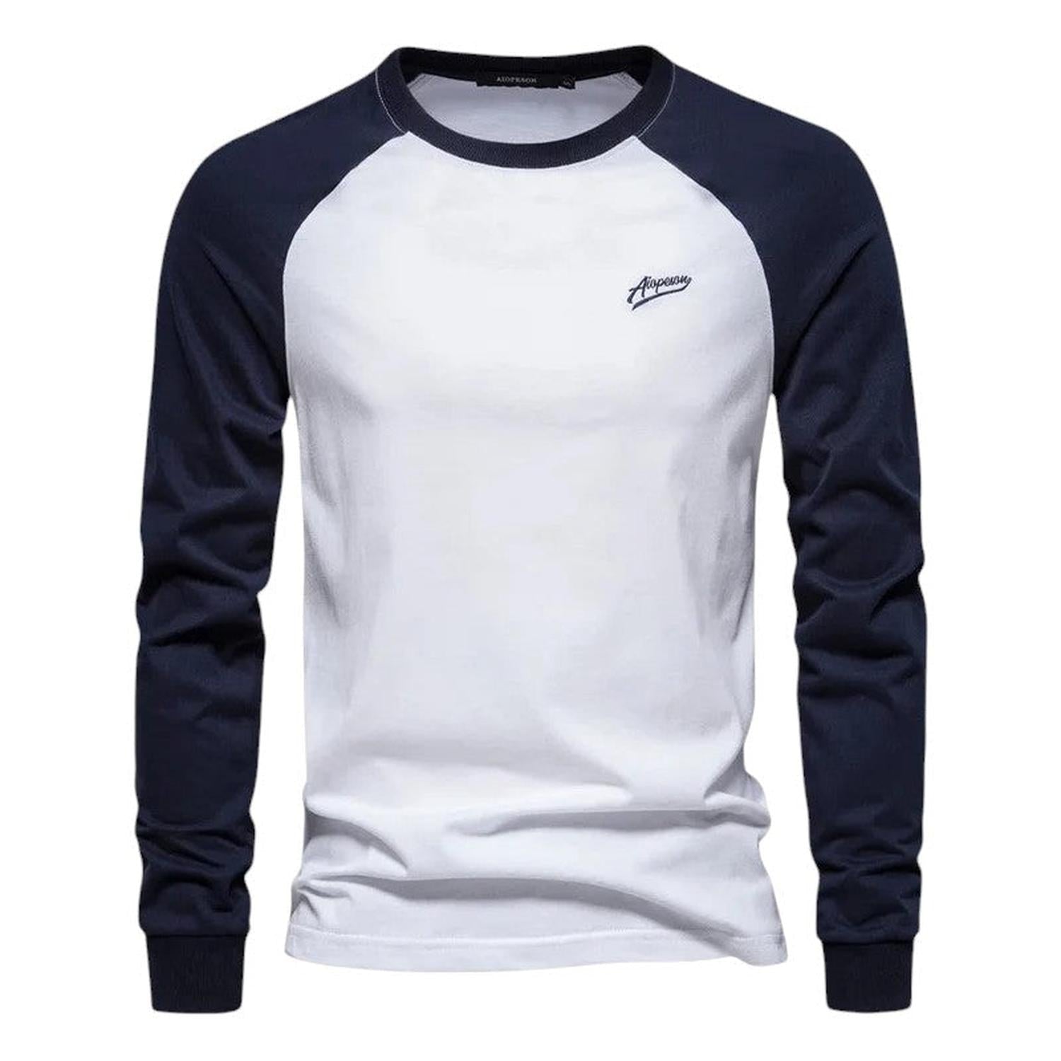 Raglan Shirt Men Long Sleeve Crew Neck Regular Fit Casual Sportswear - Hudson Harper - Tops