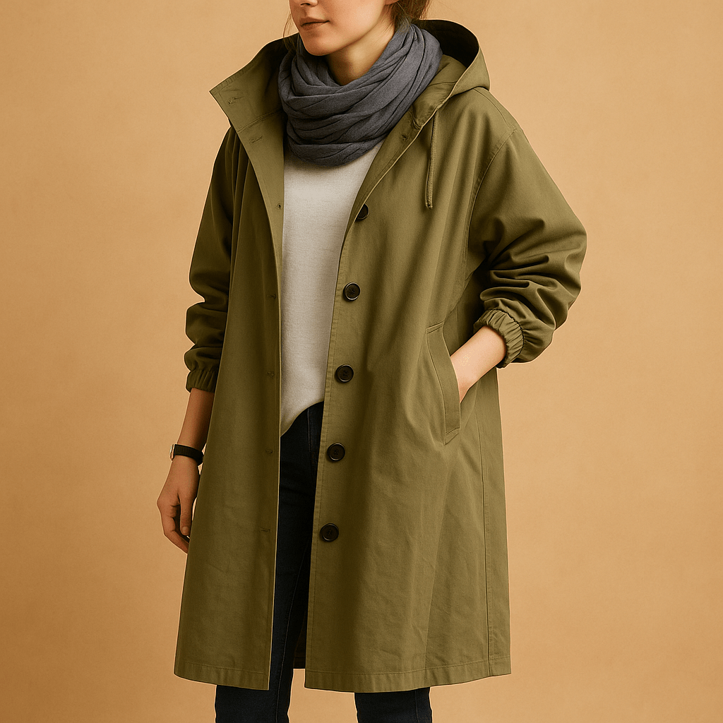 Raincoat Women Long Waterproof Design with Adjustable Waist - Hudson Harper - Women Coat