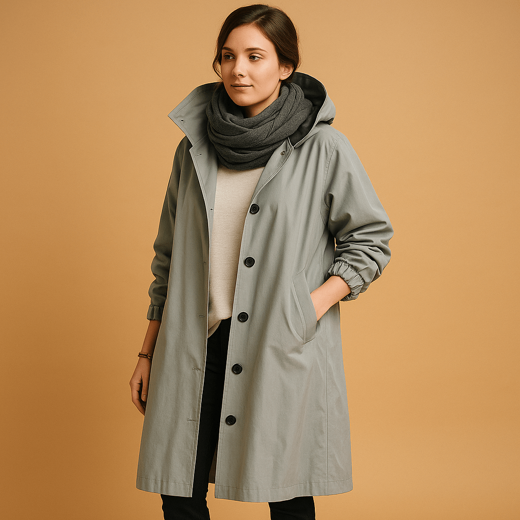 Raincoat Women Long Waterproof Design with Adjustable Waist - Hudson Harper - Women Coat