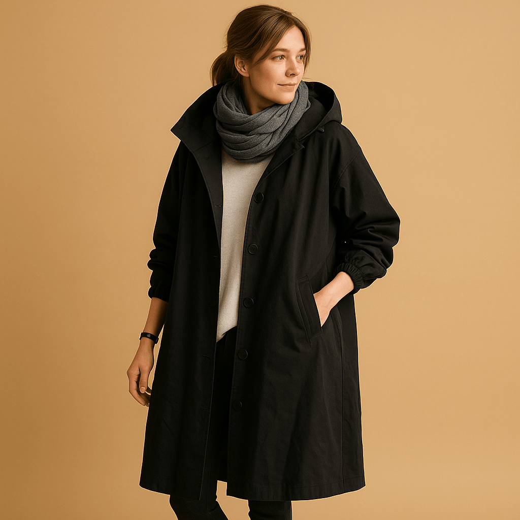 Raincoat Women Long Waterproof Design with Adjustable Waist - Hudson Harper - Women Coat