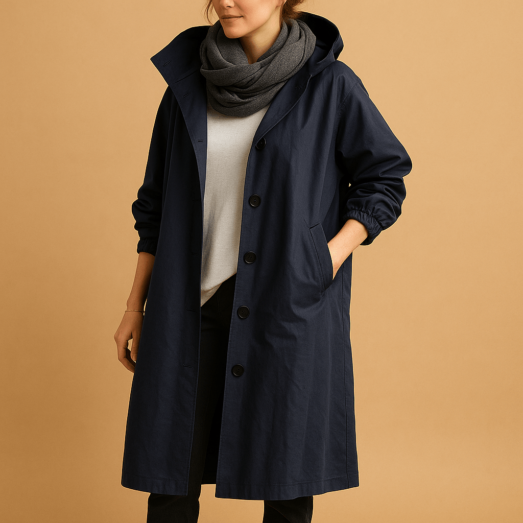 Raincoat Women Long Waterproof Design with Adjustable Waist - Hudson Harper - Women Coat