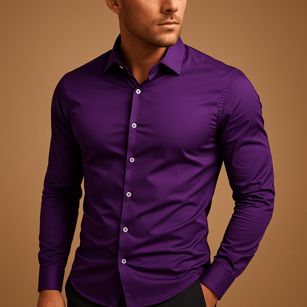 Shirt Men Slim Fit Turndown Collar Modern Style - Hudson Harper - Men Shirt