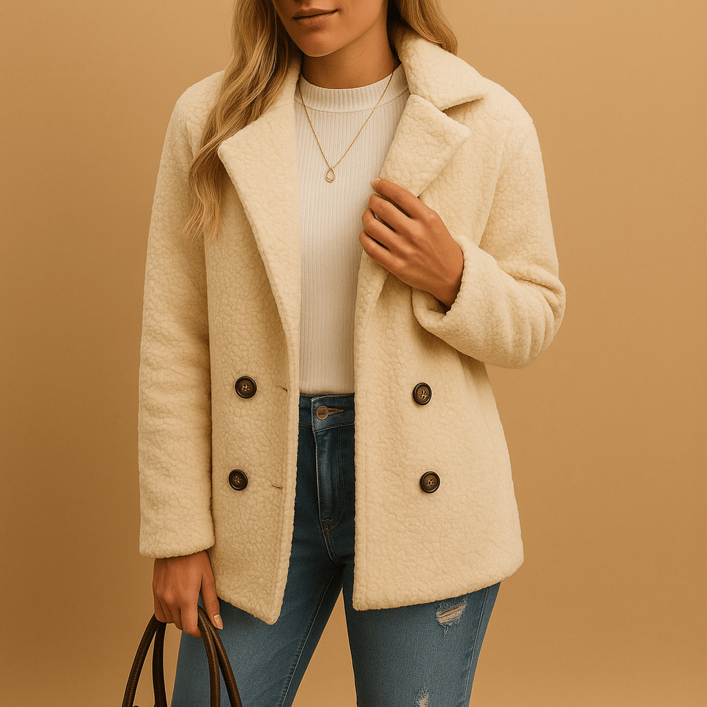 Short Winter Coat Women Tailored Fit Button Style - Hudson Harper - Women Coat