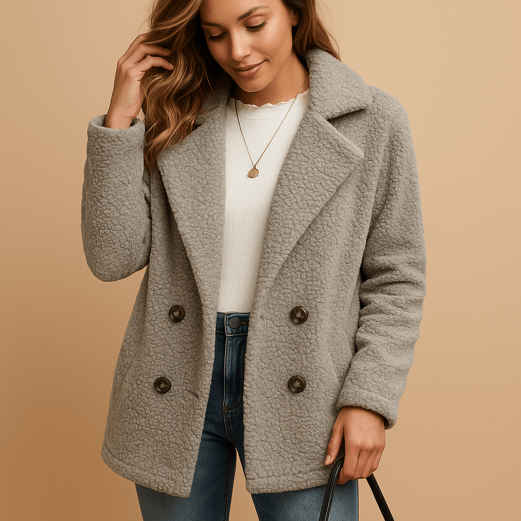 Short Winter Coat Women Tailored Fit Button Style - Hudson Harper - Women Coat