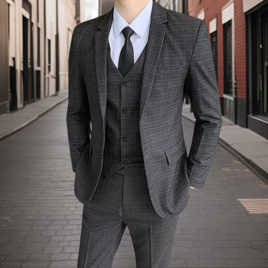 Suit Men Slim Fit Wedding Set Elegant Look - Hudson Harper - 3 Piece suits