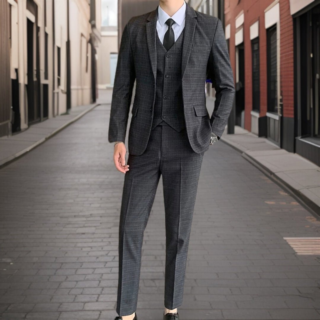 Suit Men Slim Fit Wedding Set Elegant Look - Hudson Harper - 3 Piece suits