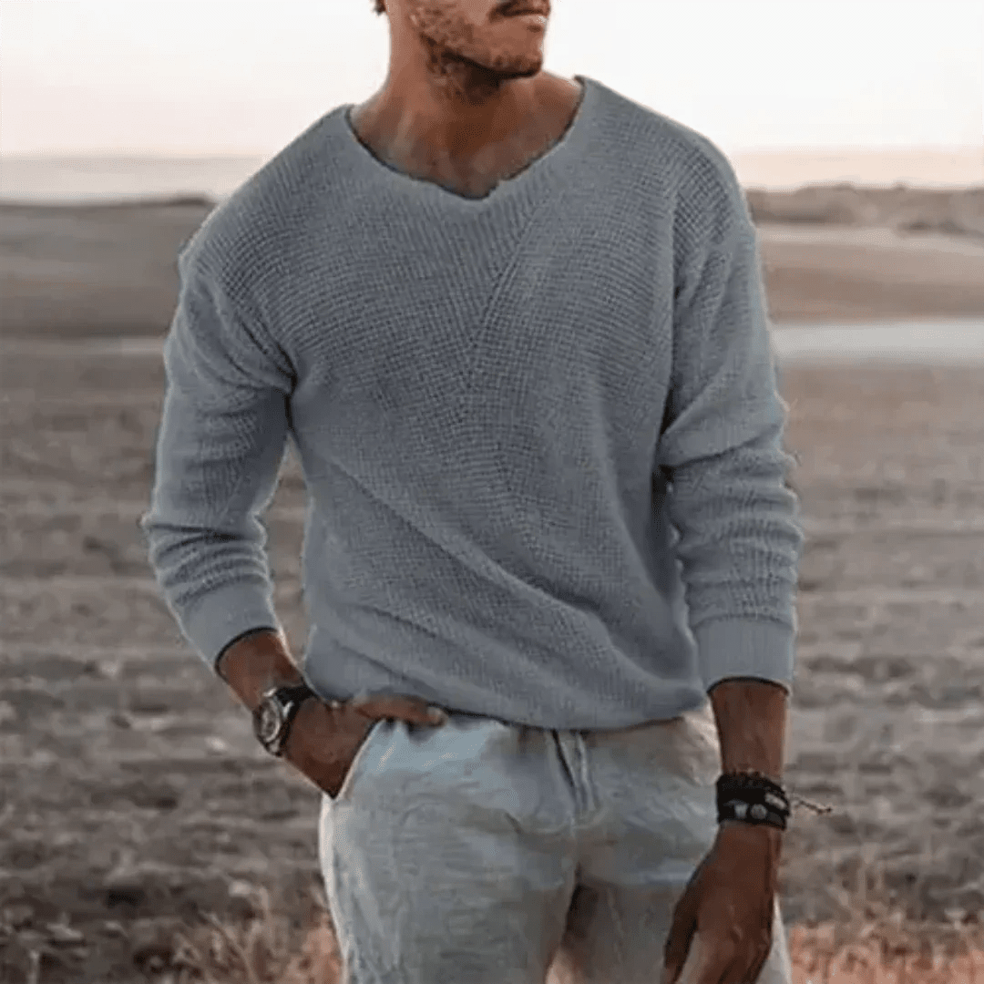 Sweater Men Warm Long - Sleeved Classic Knit Pullover - Hudson Harper - Men Sweaters