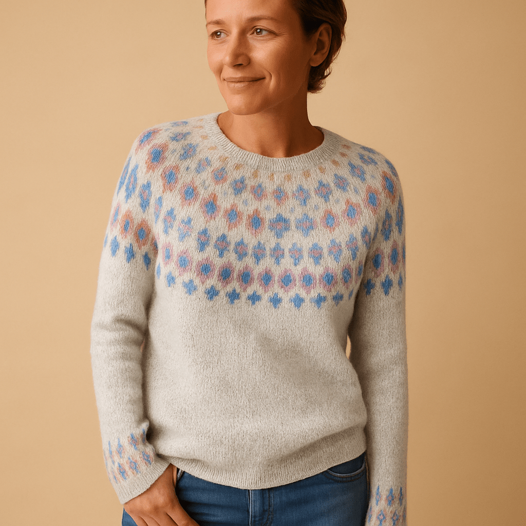 Sweater Women Printed Design with Classic Neckline and Comfort Fit - Hudson Harper - Women Sweaters