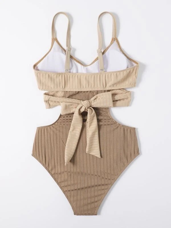 Swimsuit Women One Piece Crossover Waistband Cut Out - Hudson Harper - Women Swimsuit