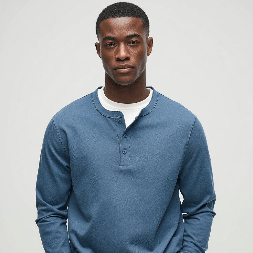 T-Shirt Men Long Sleeve Collarless - Hudson Harper - Tops