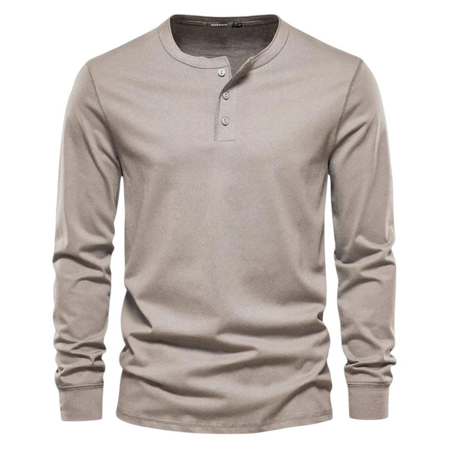 T-Shirt Men Long Sleeve Collarless - Hudson Harper - Tops