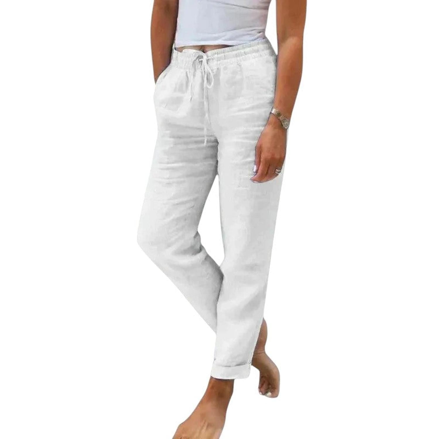 Trousers Women Linen Relaxed Fit Drawstring Waist Cool Everyday Comfort - Hudson Harper - Pants