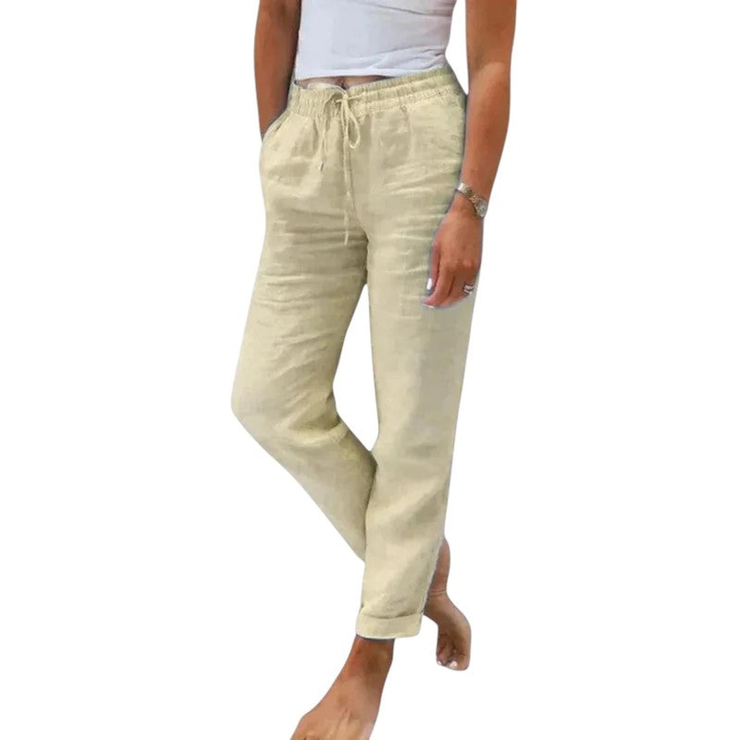 Trousers Women Linen Relaxed Fit Drawstring Waist Cool Everyday Comfort - Hudson Harper - Pants