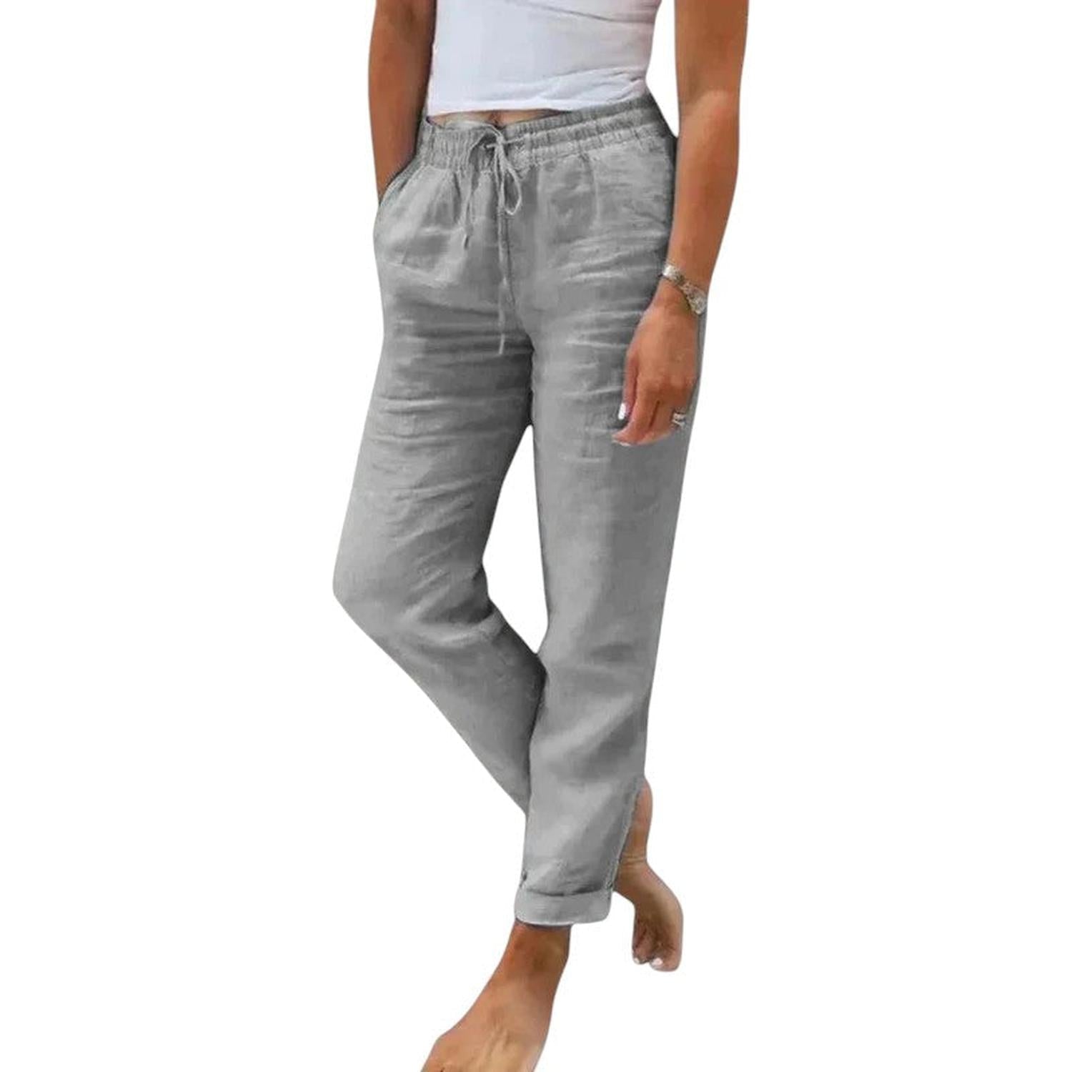 Trousers Women Linen Relaxed Fit Drawstring Waist Cool Everyday Comfort - Hudson Harper - Pants