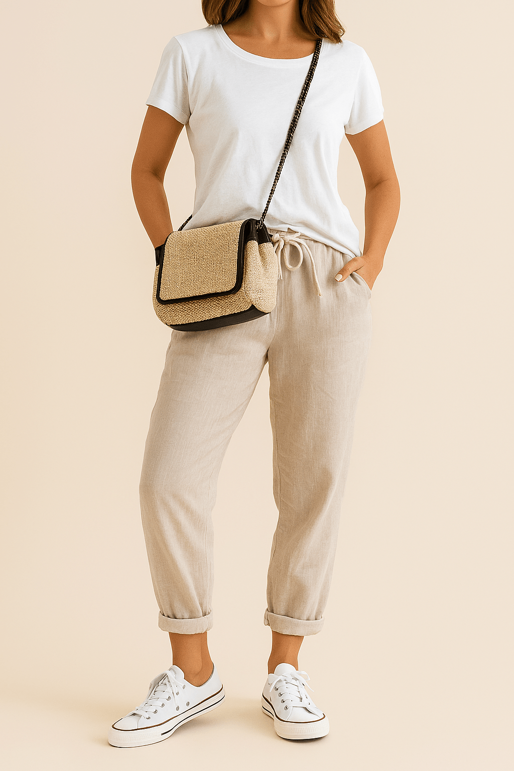 Trousers Women Linen Relaxed Fit Drawstring Waist Full Length - Hudson Harper - Women Pants