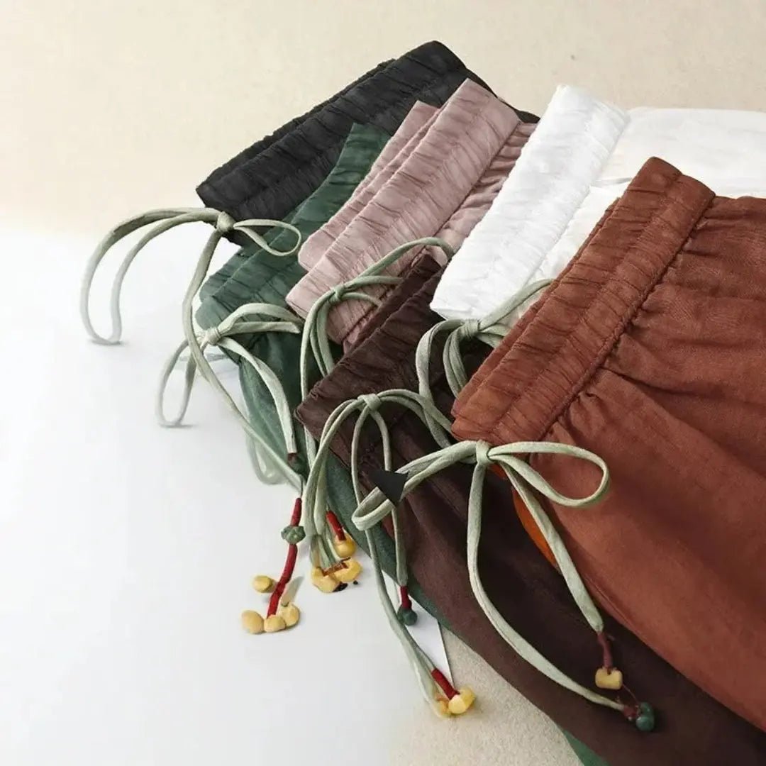 Trousers Women Linen Relaxed Fit Tapered Leg Drawstring Waist - Hudson Harper - Women Pants