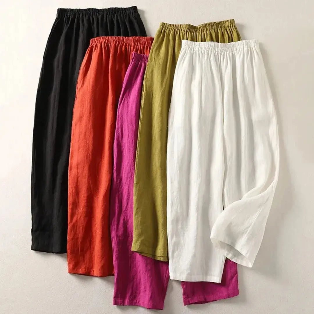 Trousers Women Relaxed Fit Cropped Length Elastic Waist - Hudson Harper - Women Pants