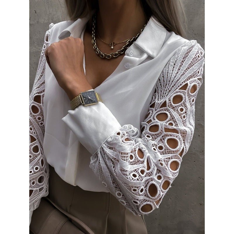 Women Blouse Regular Fit Long Sleeve Collared Button Up - Hudson Harper - Women Blouse