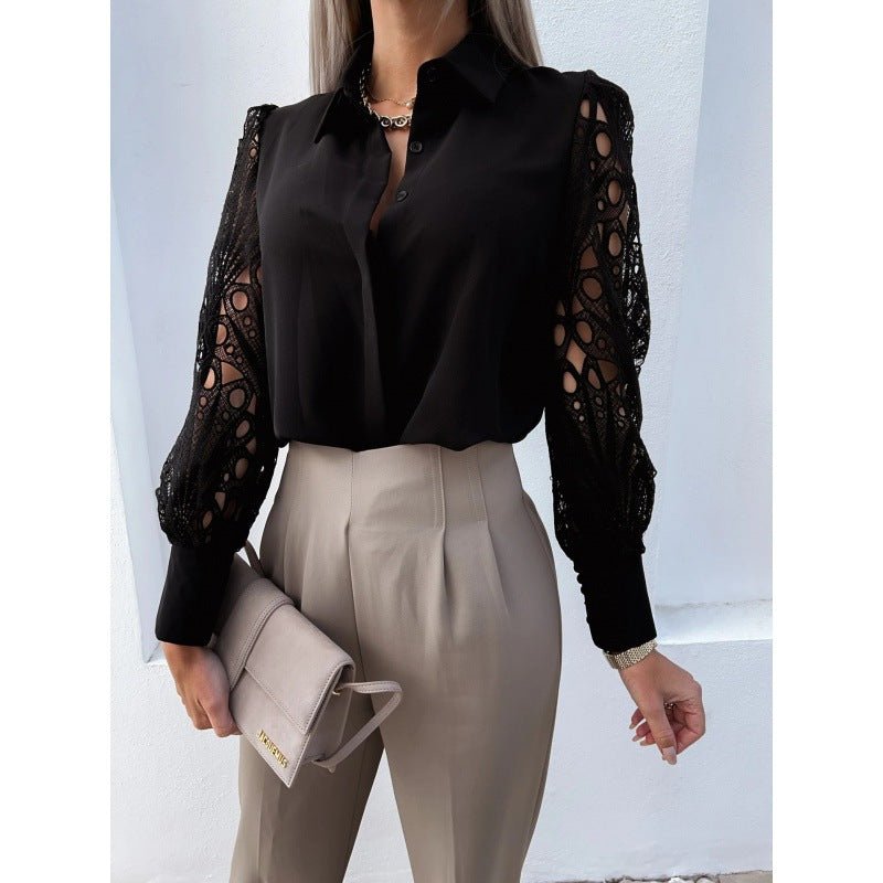 Women Blouse Regular Fit Long Sleeve Collared Button Up - Hudson Harper - Women Blouse