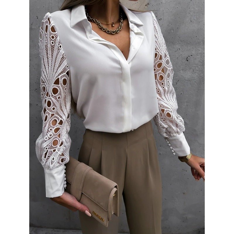 Women Blouse Regular Fit Long Sleeve Collared Button Up - Hudson Harper - Women Blouse