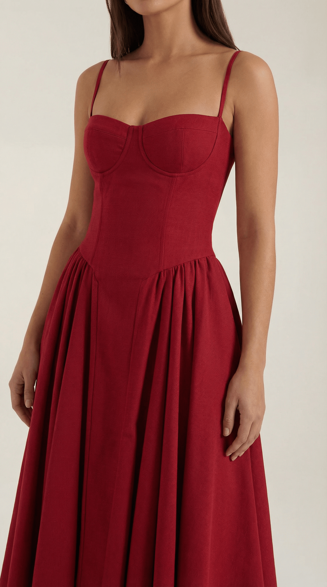 Women Midi Dress Corset Fit Sweetheart Neckline Design - Hudson Harper - Women Midi Dress